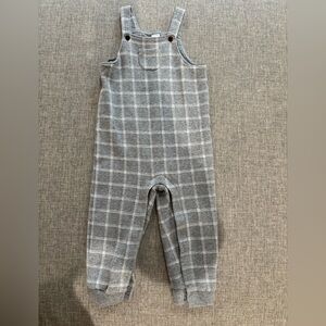 Janie and Jack Boys Gray Plaid Overalls - Size 18-24 months